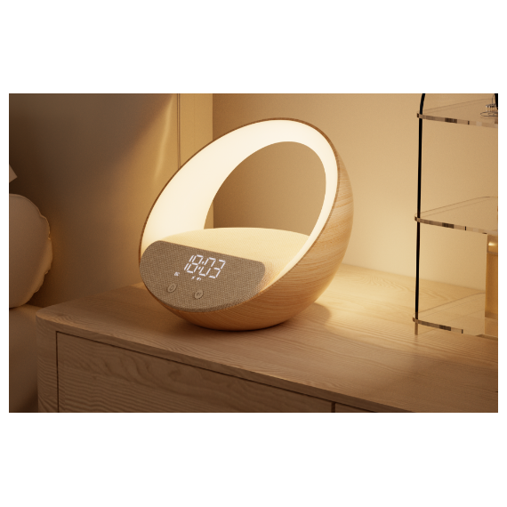 Moye Aurora Glow Lamp with Clock Wireless Speaker and Charger /