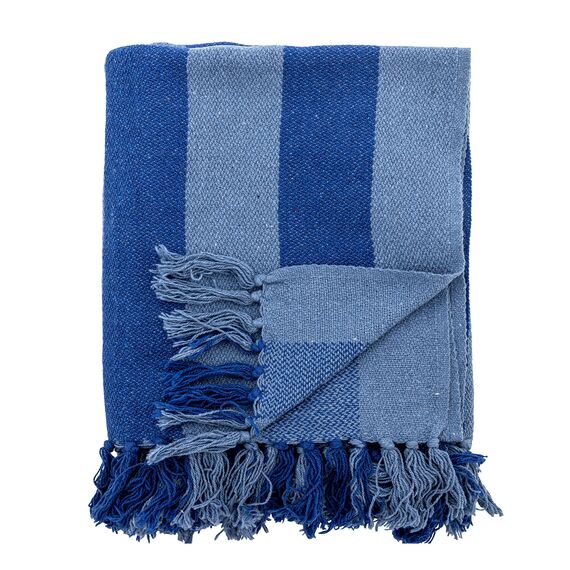 Bloomingville - Frello Throw - Blue - Recycled Cotton /