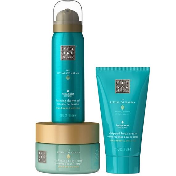 RITUALS - Karma Set: 48H Hydratg Body Cream 70 ml + Foaming Showergel 50 ml + Softening Body Scrub 125 G - Giftset /