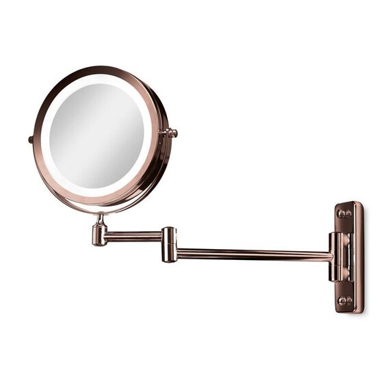 Gillian Jones- Double sided wall mirror w. LED - x1/x10 magnification  - kobber / Beauty Tools & Accessories Makeup