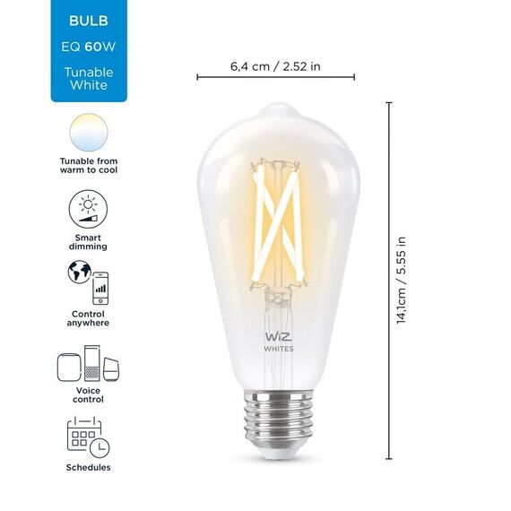 WiZ -  ST64 Clear bulb E27 Tunable white - Smart Home / Home and Kitchen Φωτισμός Σπίτι & Κουζίνα