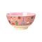Rice - Melamine Bowl with Red Kids in Paris Print - Pink - 700 ml / Home and Kitchen